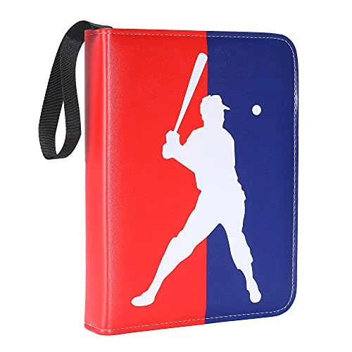 Baseball Card Binder with Sleeves, 400 Card Protectors Holder Book for Baseball Trading Cards, 50 Pcs 4-Pocket Pages, Card Collector Album with Zipper Storage Display Case