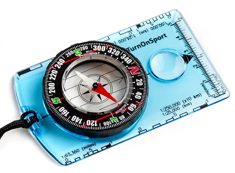 TurnOnSport Orienteering Compass - Advanced Scout Compass for Hiking, Camping, and Map Reading - Perfect for Kids and Professionals