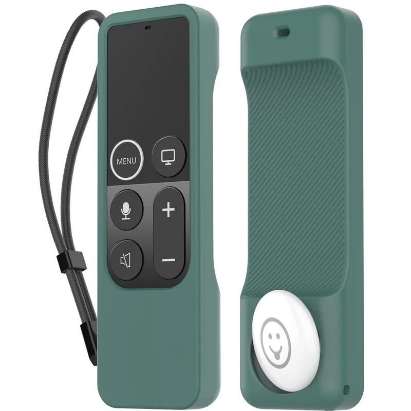 AhaStyle Protective Case for Apple TV Siri Remote with AirTag Holder, Anti-Slip Silicone Cover Compatible with 2016, 2017 Apple TV (Pine Green)