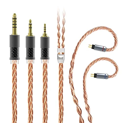 KBEAR 8 Core Upgrade IEM Cable Detachable Single Crystal Copper 2pin 0.78mm Replacement Cable with 4.4mm Headphone Cable Plug for ES4 ZST ZSN ZS3 CCA C10 C04 CA4 AS10 ZS10 C12 C16 KB06