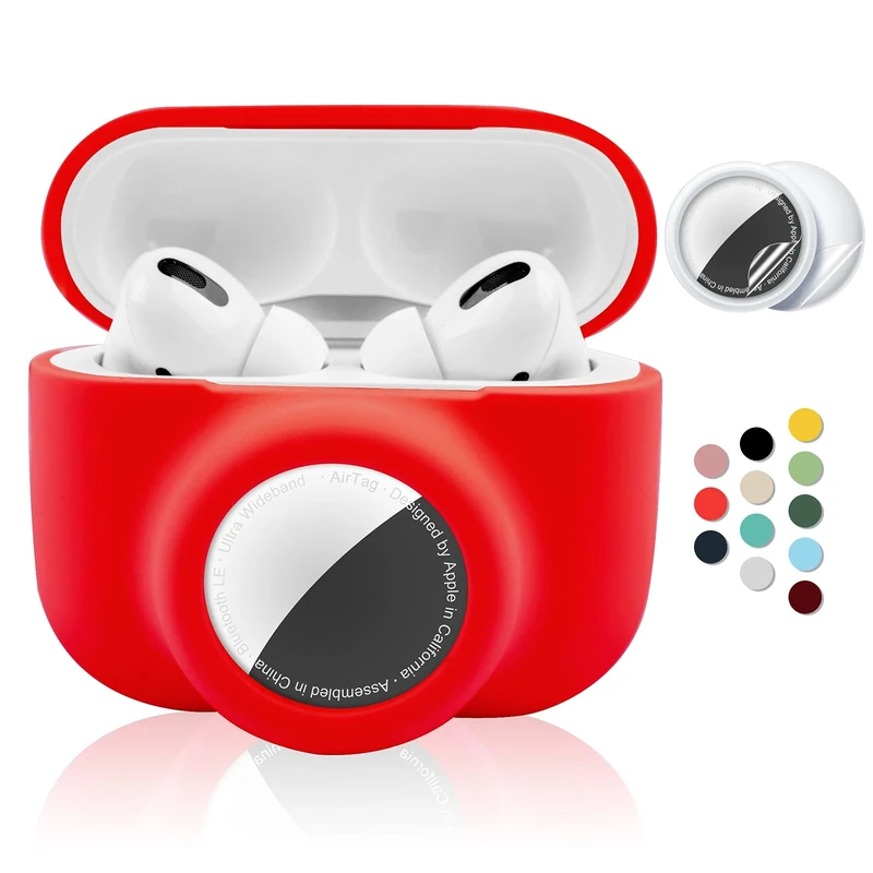 Enspito 2-in-1 Case for AirPods Pro & AirTag with Screen Guard - Red