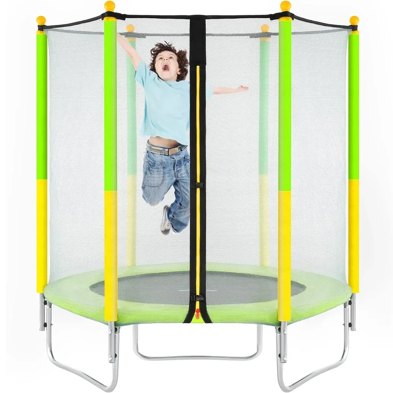 AOTOB 60 inch Trampoline for Kids, Rectangular Trampoline with Safety Enclosure Net - Image 1