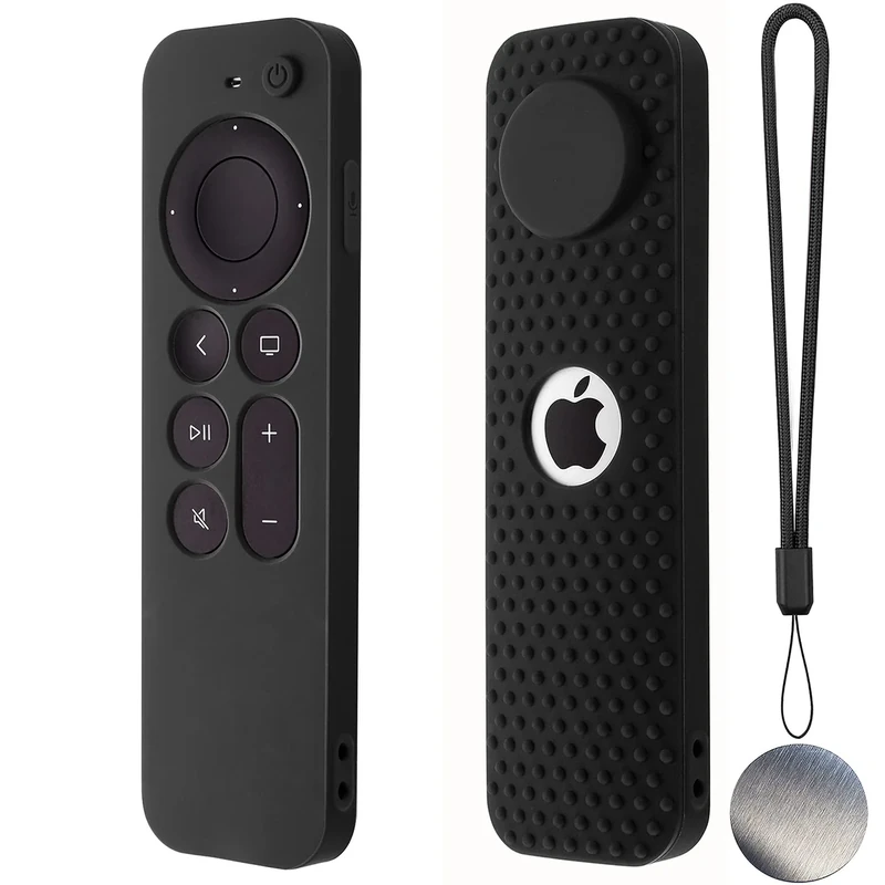 Silicone Remote Case for Apple TV 4K 2nd Gen 2021 Siri Remote Anti-Slip Durable Silicone Cover Magnetic Protective Sleeve Shockproof Remote Case(Black)