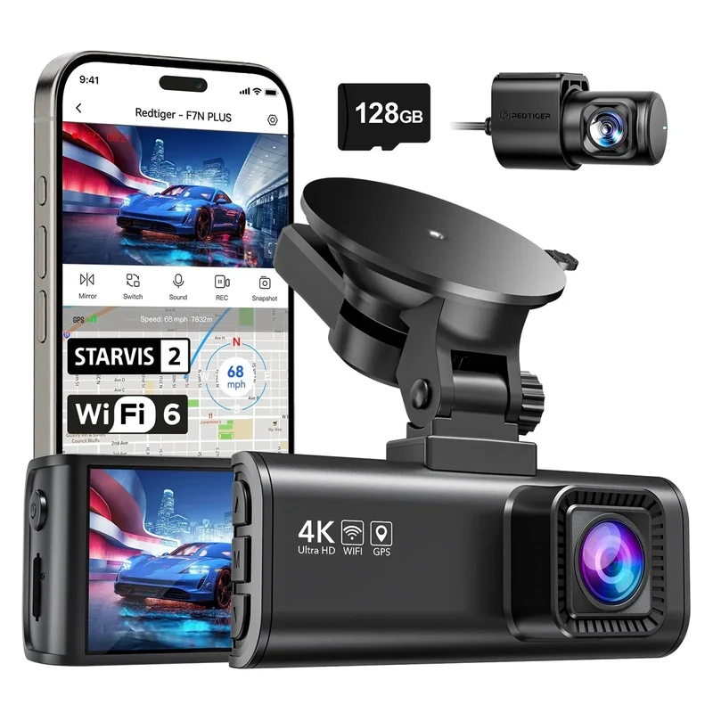 REDTIGER F7NP 4K Front/1080P Rear Dash Cam - 170 Wide, GPS, WiFi