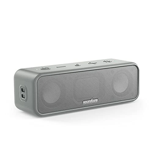 Soundcore 3 Bluetooth Speaker - USB-C, 24h Playtime, IPX7, Gray