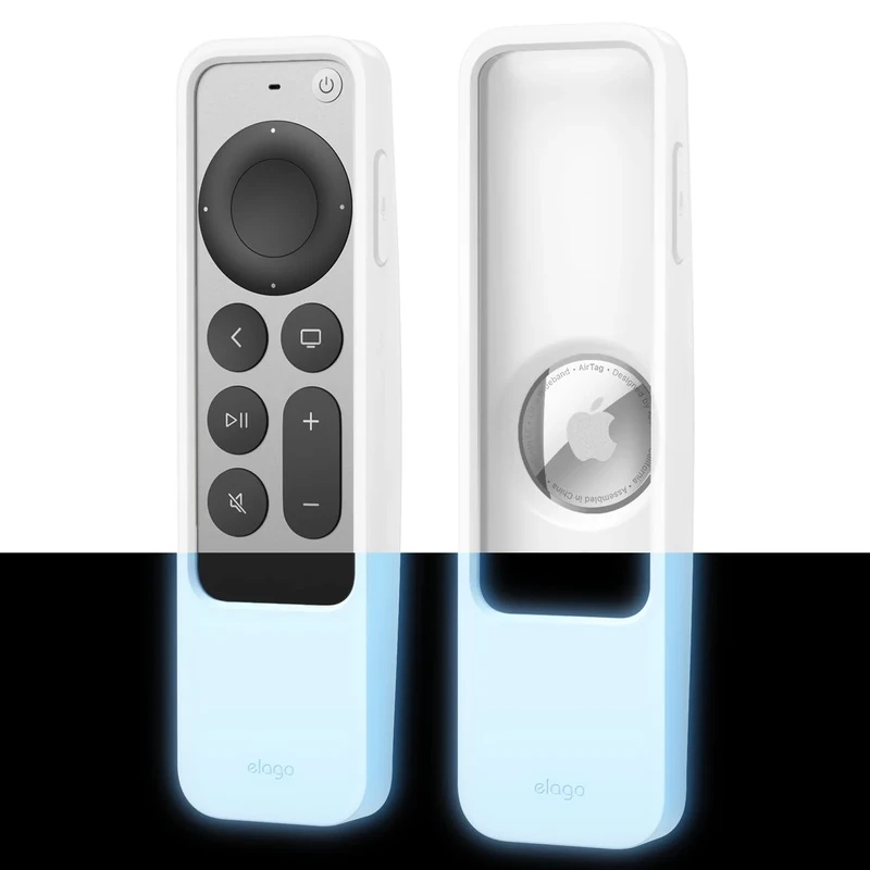 elago R5 Locator Case Compatible with 2022 Apple TV 4K Siri Remote 3rd Gen, 2021 2nd Gen and AirTag - Lanyard Included [Nightglow Blue]
