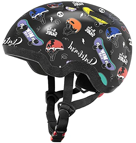 Toddler Bike Helmet for Boys and Girls, Adjustable Kids Helmets from Infant/Baby to Children, 1/2/3/4/5/6/7/8 Years Old (Skateboards, XS)