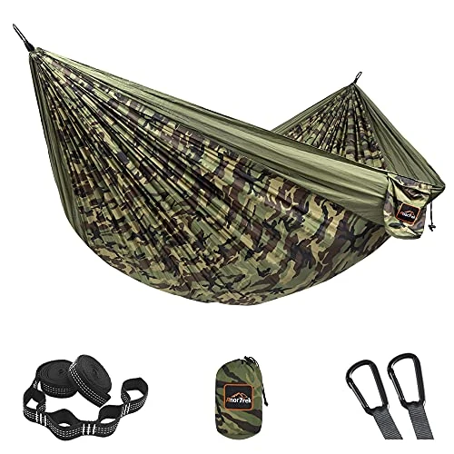 AnorTrek Camping Hammock, Super Lightweight Portable Parachute Hammock with Two Tree Straps Single or Double Nylon Travel Tree Hammocks for Camping Backpacking Hiking