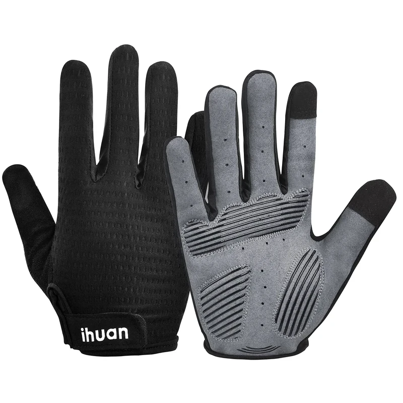 ihuan Workout Gloves for Men Full-Finger: Weight Lifting for Men, Gym Full Hand Gloves for Weightlifting, Deadlift (Grey, X-Small)