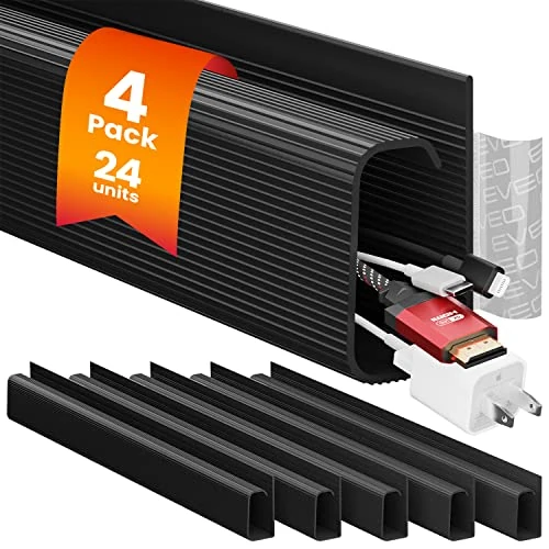 EVEO Desk Cable Management Kit - 24 J-Channel Trays, 384in Black