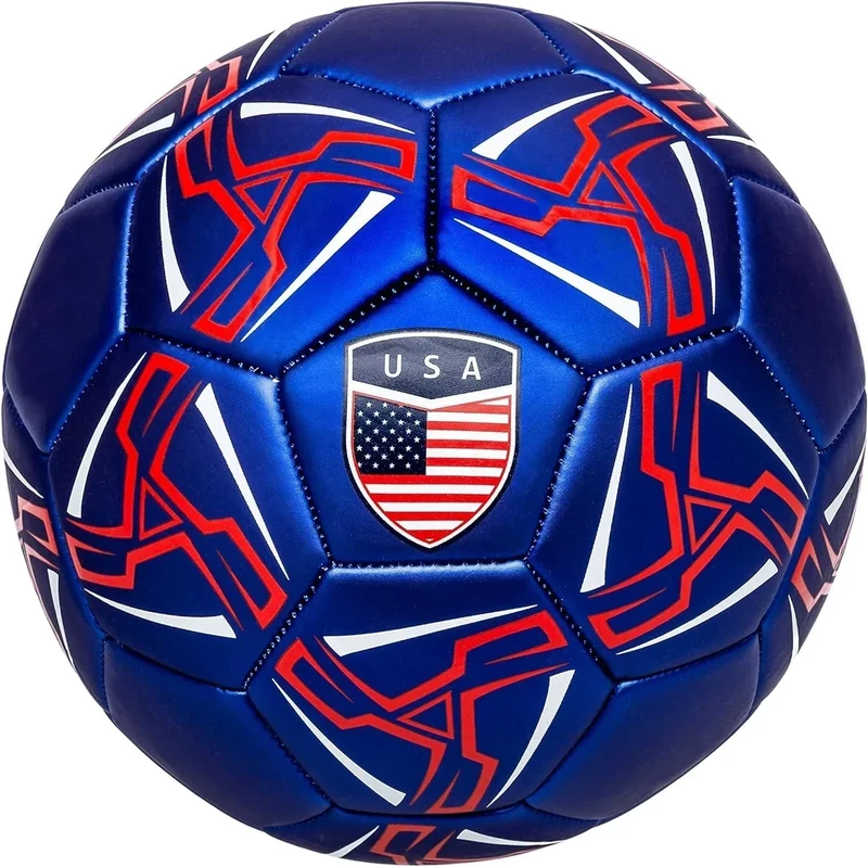 Western Star Soccer Ball USA - Official Match Grade Soccer Balls - Youth & Adult - Attractive and Durable Design (Navy Blue, 4, Without Pump)