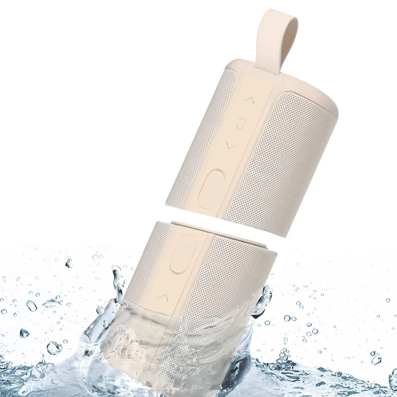 KOVE Commuter 2 Portable Speaker - Sand Bluetooth Speakers, Wireless with HD Louder Volume, Deep Bass Subwoofer, Microphone, IPX7 Water Resistant - Perfect Boom Box for Home, Outdoor or Travel