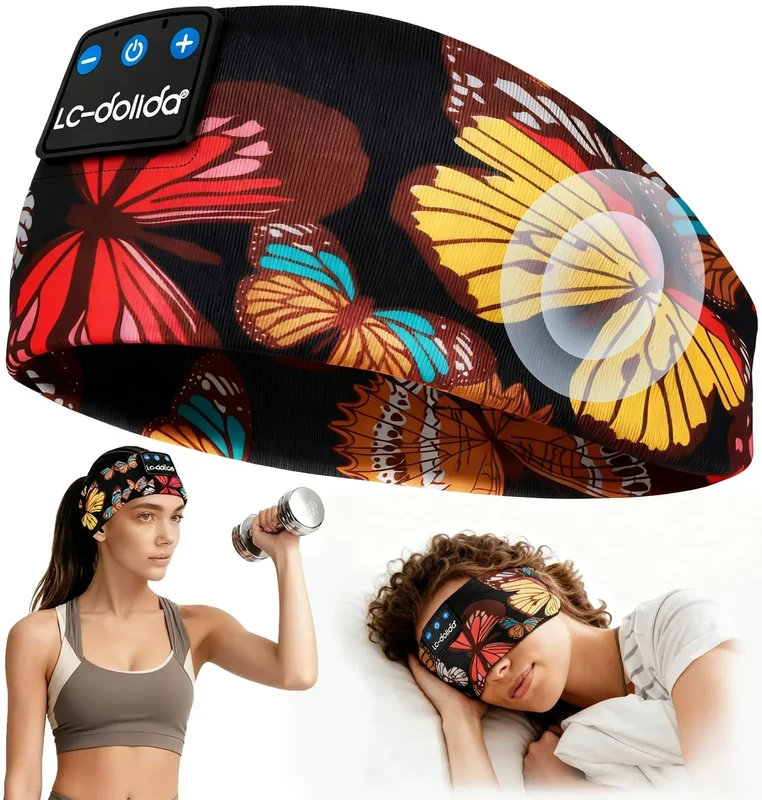 LC-dolida Bluetooth 5.4 Sleep Headband - Wireless Sports & Travel Mask