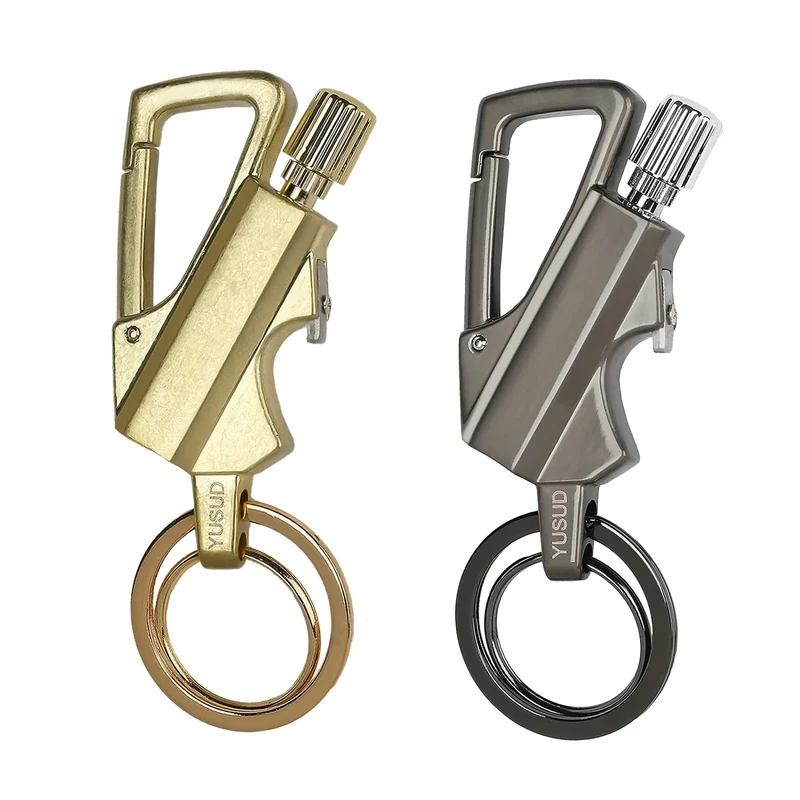 YUSUD 2 Pack Permanent Match Infinity Lighter with Multitool Keychain Bottle Opener, Reusable Waterproof Match Strike Anywhere, Forever Flint Fire Starter for Outdoor Survival, for Men