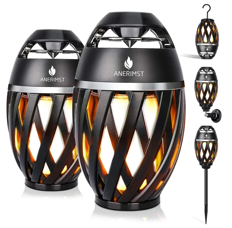 ANERIMST Outdoor Bluetooth Speakers Waterproof Torch Light 2 Pack