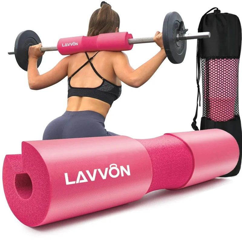 Squat Pad - Foam Barbell Pad for Squats Cushion, Lunges & Bar Padding for Hip Thrusts - Standard Weight Bar Pad - Provides Cushion to Neck and Shoulders While Training (Pink)