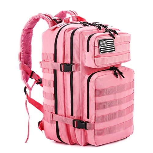 LHI Tactical Military Backpack for Men and Women 25L Army Assault Pack Bag Large Rucksack with Molle System - Leopard