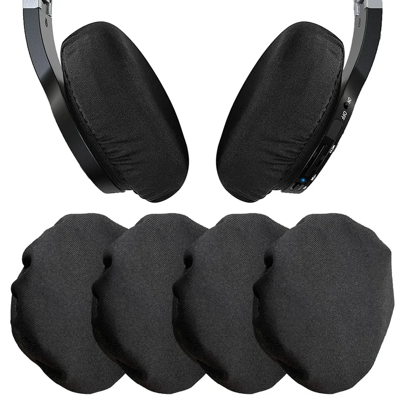 PChero Headphone Ear Pads Covers, 2 Pairs Washable Strechable Headset Earpad Cloth Cover for Gym, Training, Aviation, Racing, Gaming Over The Ear Headphones, Fit 3.5" - 4.3" Ear Pads