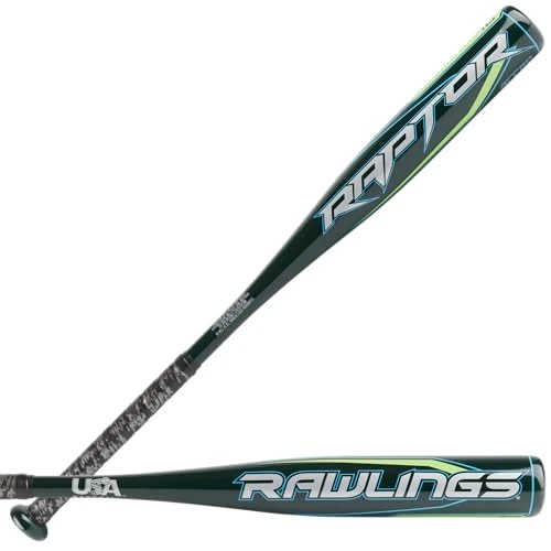 Rawlings | RAPTOR Baseball Bat | USA | -10 | 1 Pc. Aluminum | Dark Green | 28 inch