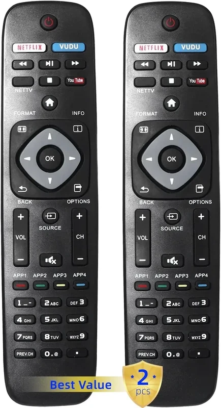 Uyibii 2-Pack Universal Philips NH500UP Remote for 4K UHD Smart TV