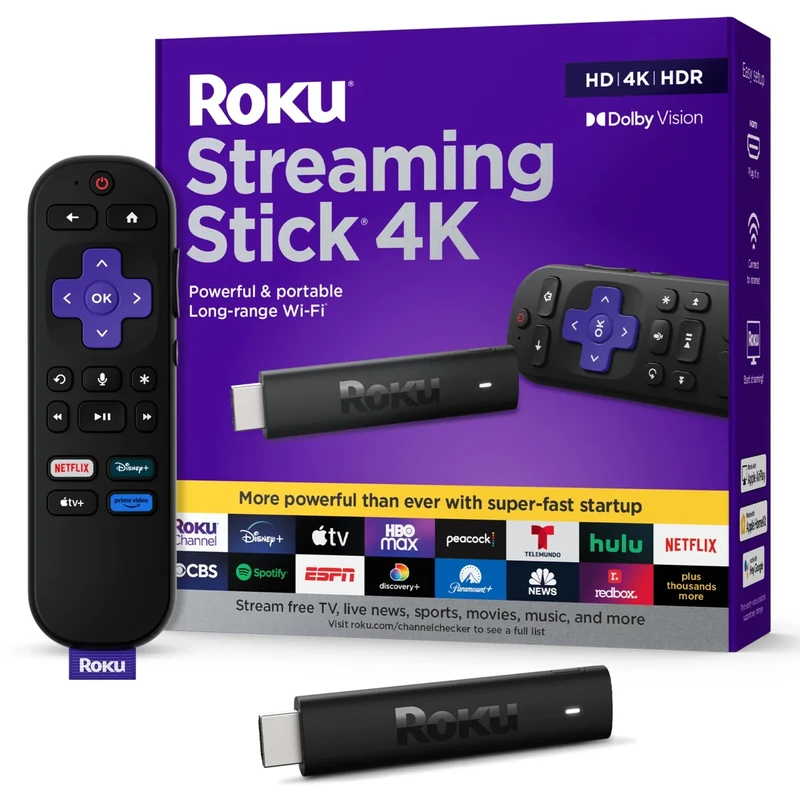 Roku Streaming Stick 4K - HDR, Dolby Vision, Voice Remote, Wi-Fi
