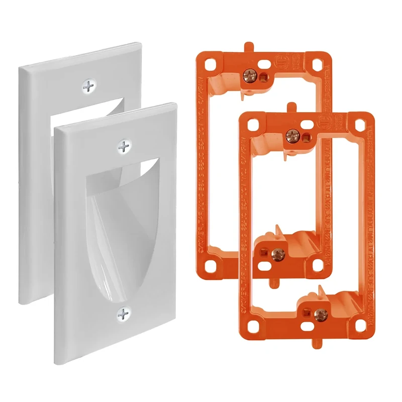 Best Mounts 2-Pack Wall Plate Cable Pass Through Kit with Bracket