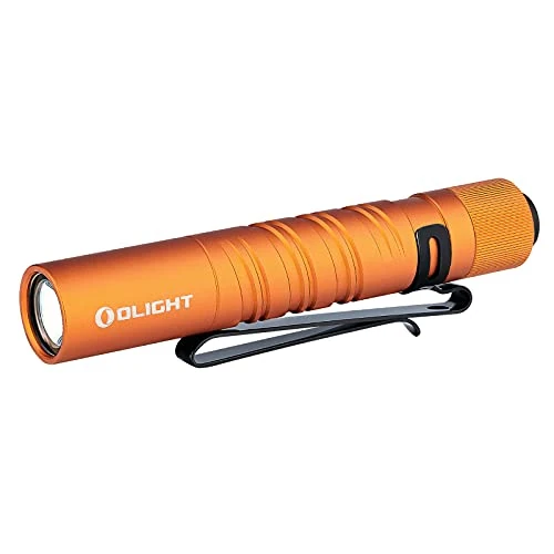 OLIGHT I3T EOS 180 Lumens Dual-Output Slim EDC Flashlight for Camping and Hiking, Tail Switch Flash Light with AAA Battery (Orange)