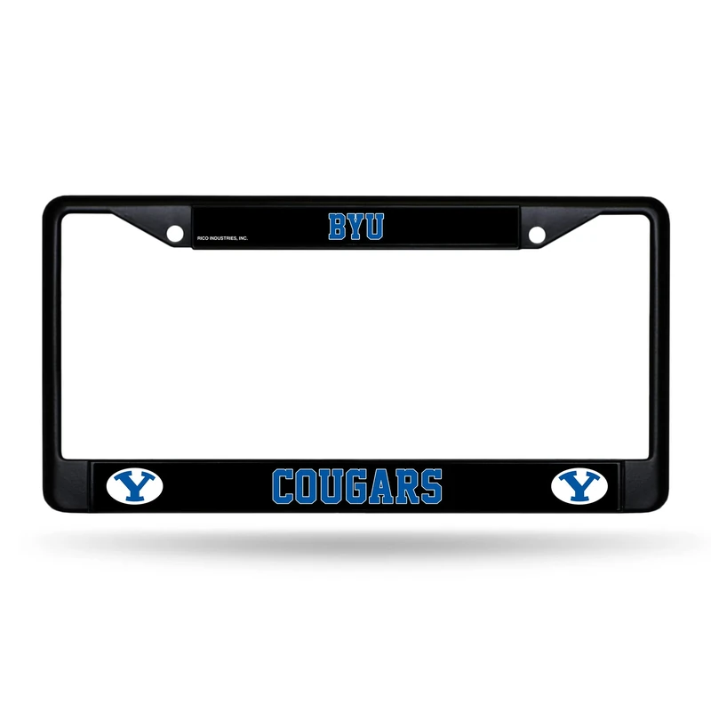 Rico Industries NCAA BYU Cougars Standard Chrome License Plate Frame, Black 12X0.5X06