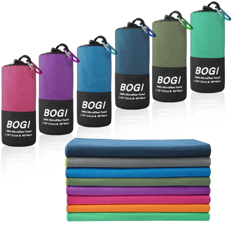 BOGI Microfiber Travel Sports Towel-Quick Dry Travel Towel,Soft Lightweight Absorbent Compact Sports Towel for Camping Gym Beach Bath Yoga Swimming Backpacking (M:40''x20''-AGreen)