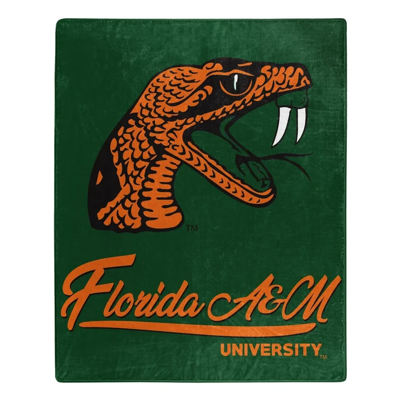 Northwest NCAA Florida A&M Rattlers Unisex-Adult Raschel Throw Blanket, 50" x 60", Signature