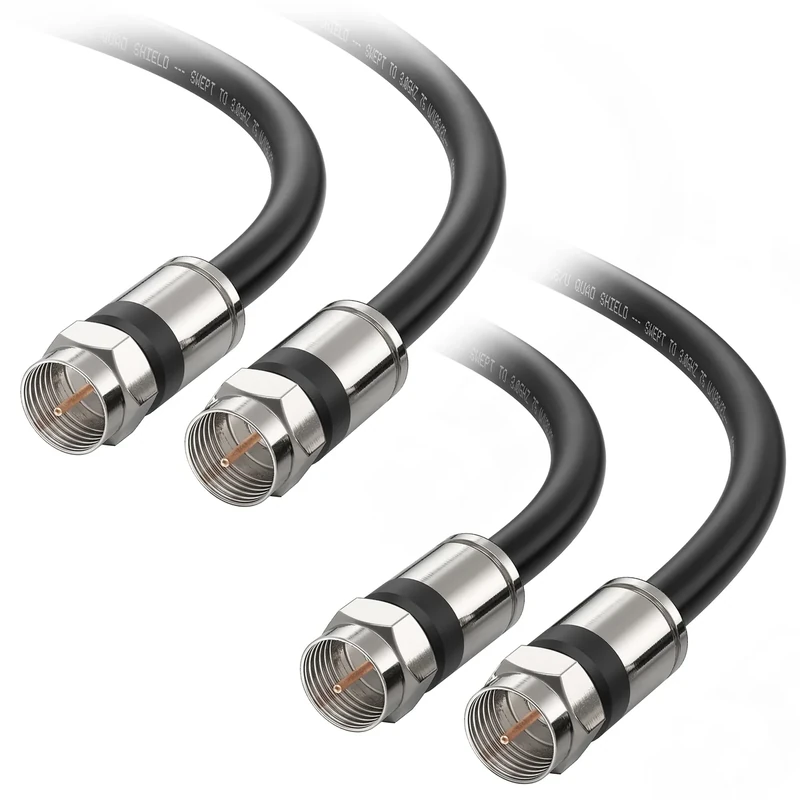 Cable Matters 2-Pack RG6 Cable 6ft - CL2 Rated Quad Shield Black