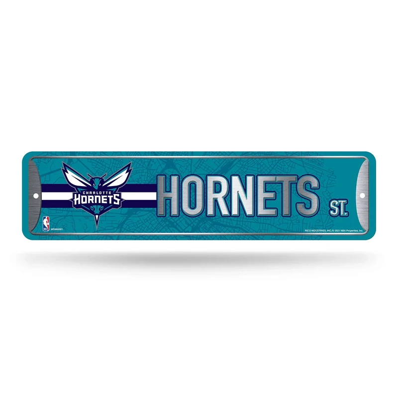 Rico Industries NBA Basketball Charlotte Hornets Metal Street Sign - Image 1
