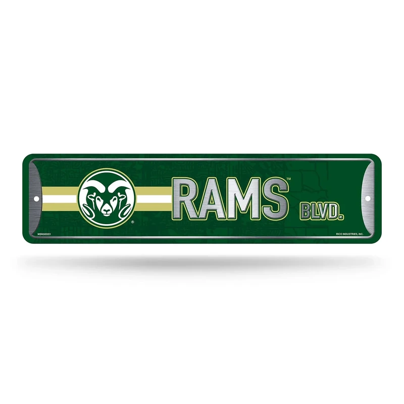 Rico Industries NCAA Colorado State Rams Home Décor Metal Street Sign (4" x 15") - Great for Home, Office, Bedroom, & Man Cave - Made