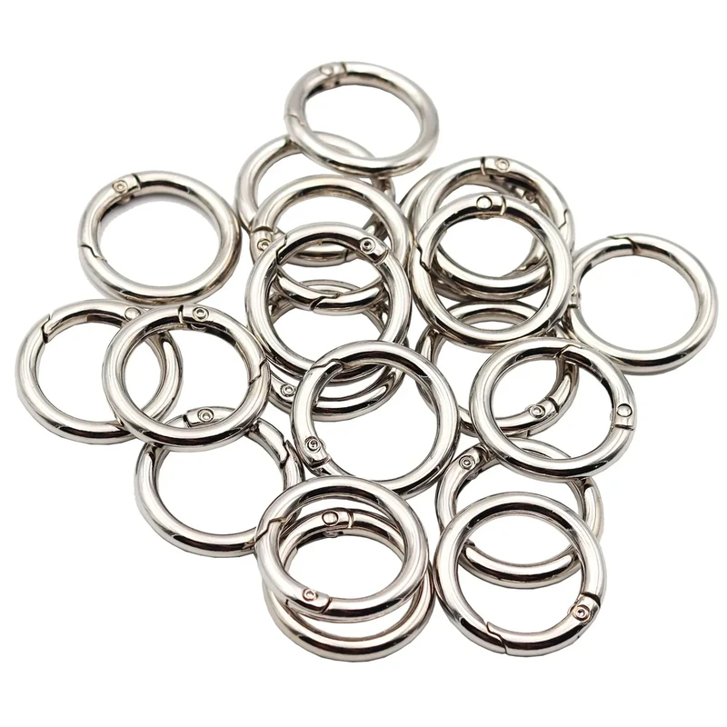 JWBIZ 20pcs Trigger Spring O Rings Round Carabiner Clip Snap for Keyrings Buckle, Bags,Purses (Silver, 3/4 inch)