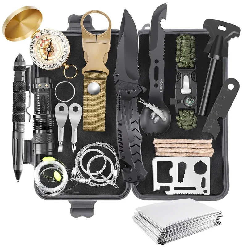 Gifts for Men Dad Christmas Husband Teenage Boy, Survival Kit 28 in 1, Survival Gear Tool Emergency Tactical Equipment Supplies Kits for Families Outdoors Camping Hiking Adventures