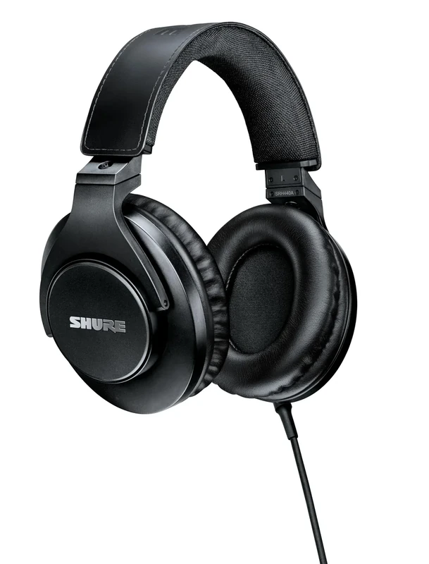 Shure SRH440A Professional Over-Ear Wired Studio Headphones – Monitoring & Recording Headphones with Enhanced Frequency Response, Adjustable & Collapsible Design, Works with All Audio Devices, Black