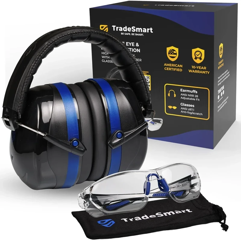 TradeSmart High-Performance Earmuffs for Shooting Range & Shooting Eye Protection Glasses + Firearm Confidence Course Included