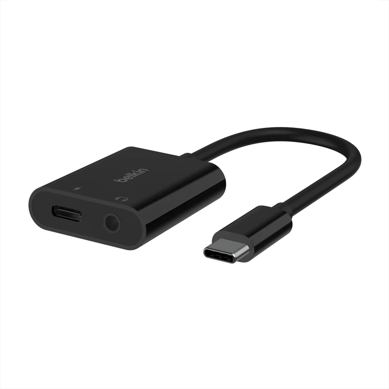 Belkin Rockstar™ 3.5mm Audio with USB-C Charge Adaptor Included, Audio Adaptor Compatible with iPad Pro, Galaxy, Note, Google Pixel, LG G6, Sony Xperia, OnePlus and More - Black