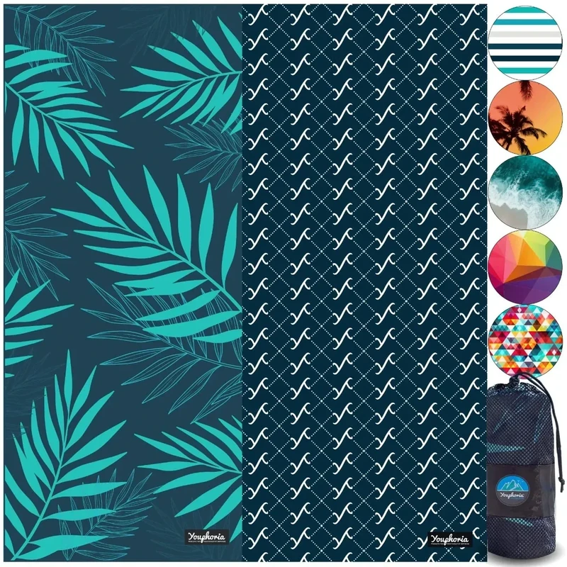Youphoria Microfiber Quick Dry Beach Towel - Sand Free Beach Towel - Packable, Absorbent, Lightweight Travel Towel, Swimming, Pool, and Camping