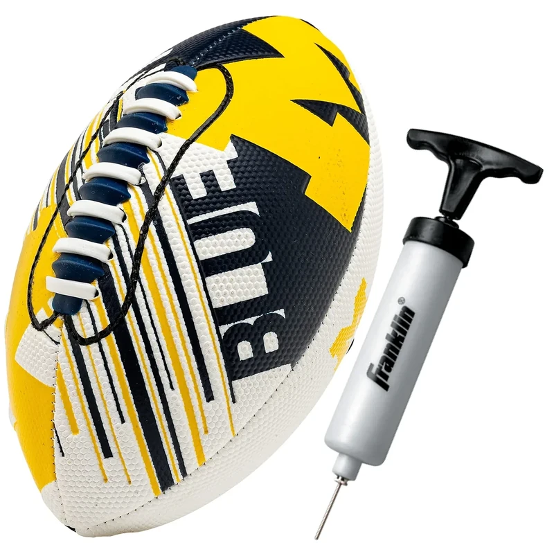 Franklin Sports Michigan Wolverines Foam Football - Youth Mini Football for Kids - 8.5" Junior Soft Foam Ball - SPACELACE Easy Grip Cover - Perfect Toy for Kids