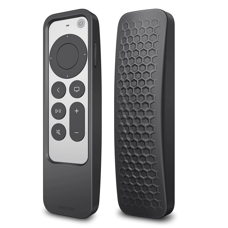 Fintie 2-in-1 Protective Case for 2021 2022 Apple TV Siri Remote and AirTag - Lightweight Anti Slip Shockproof Cover for Apple TV 4K / HD Siri Remote Controller (2nd Gen / 3rd Gen), Black