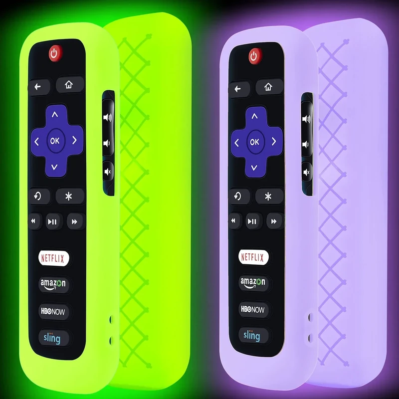 Lambcare Glow-in-the-Dark Remote Cover for Roku - Green & Purple