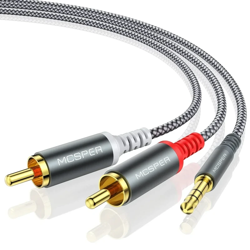MCSPER 6.6ft RCA to 3.5mm AUX Cable - Stereo Splitter for Phone