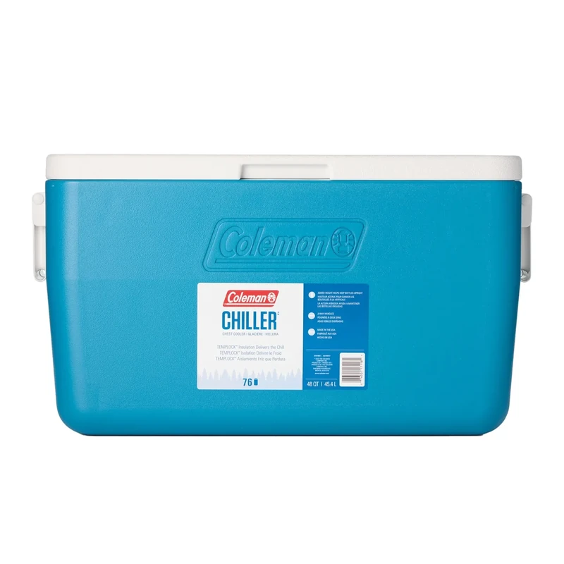 Coleman Chiller 48qt Insulated Portable Cooler with Ice Retention & Heavy-Duty Handles, Made in USA, Great for Camping, Tailgating, Parties, Sports, Concerts & More