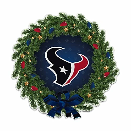 Rico Industries NFL Football Houston Texans Wreath Shape Cut Pennant - Home and Living Room Décor - Soft Felt EZ to Hang