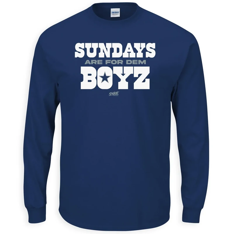 Sundays are for Dem Boyz T-Shirt for Dallas Football Fans (SM-5XL) (Navy Long Sleeve, 4X-Large)