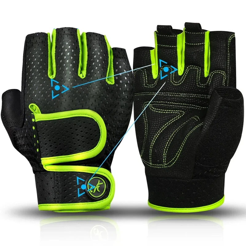 MOREOK Workout Gloves Padded Weight Lifting Gloves for Men/Women Green-XL