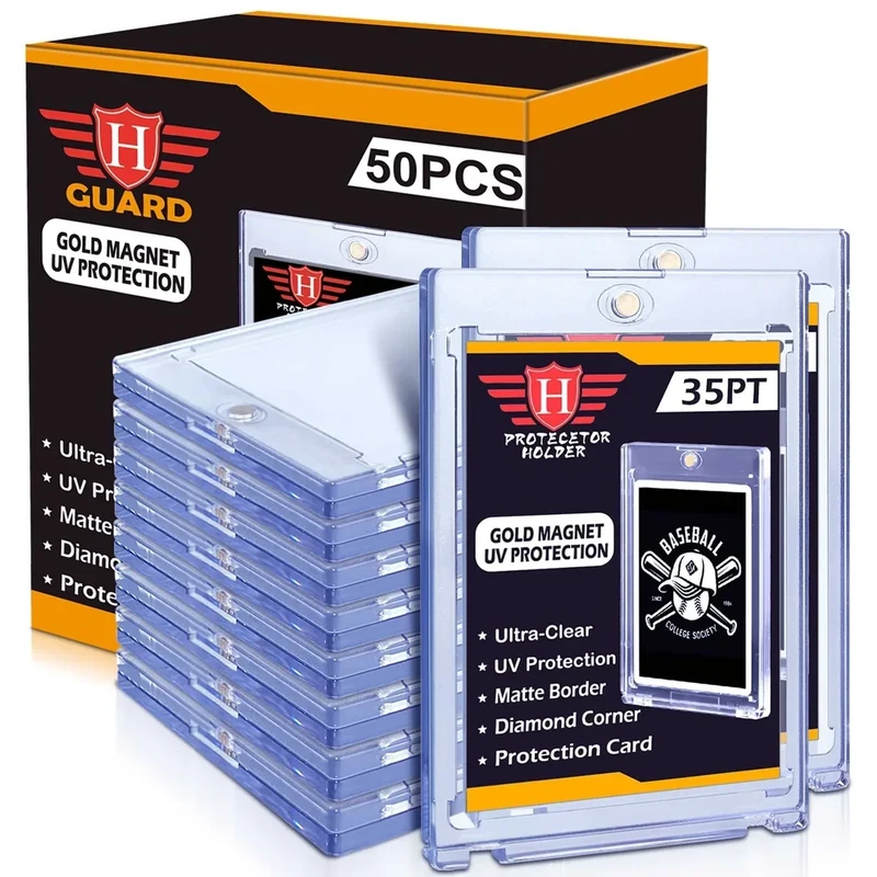 50ct Magnetic Card Holders Cases, 35pt Acrylic Baseball Hard Plastic Card Case fit for MTG, TCG, Standard Cards, Sports Cards Storage and Display