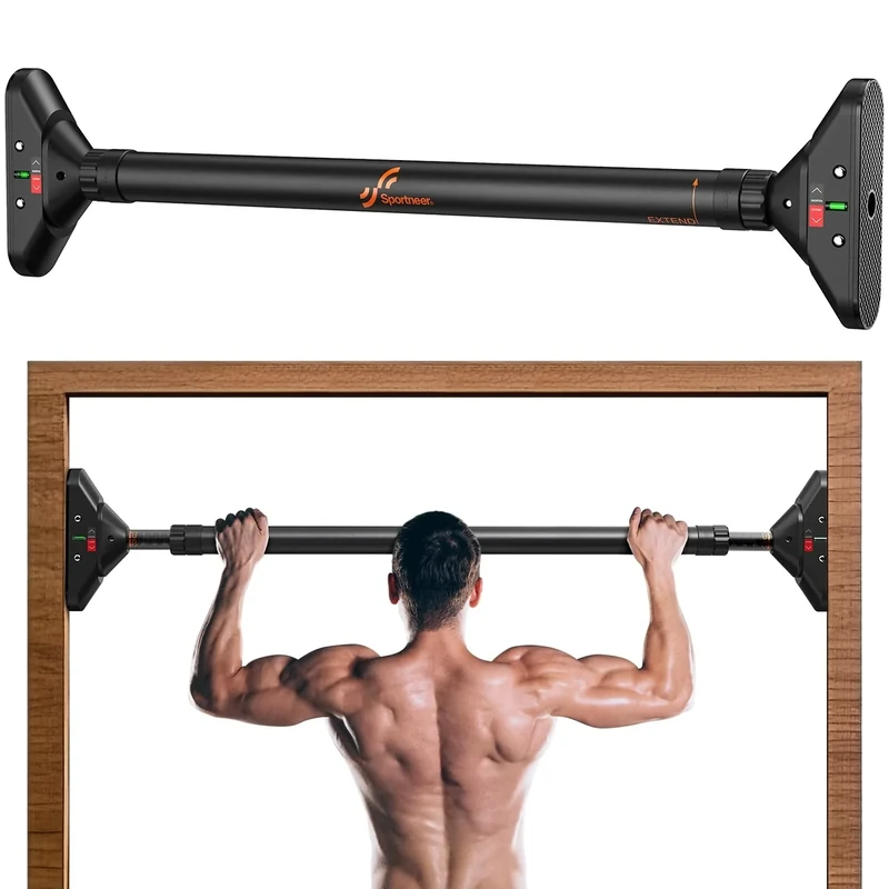 Sportneer Pull Up Bar: Strength Training Chin up Bar No Screws - Adjustable 29.5''-37''(75-94cm) Width Locking Mechanism Pull up Bar for Doorway - Max Load 440lbs for Home Gym Upper Body Workout, Non-slip