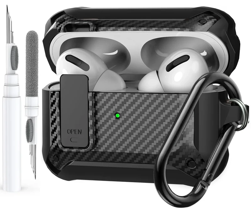 Olytop for Airpods Pro 2/1 Gen Case Cover with Lock (2019/2022/2023), Rugged Locking Case for Airpod Pro 2nd/1st Generation Shockproof Armor Protective Skin for Apple iPod Pro, Black